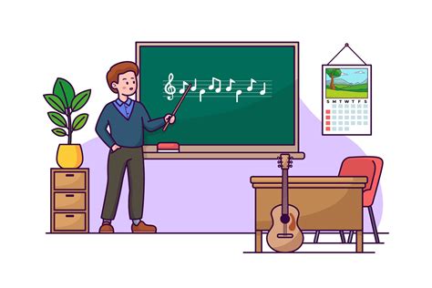 音乐教师概念矢量插画 Music Teacher Illustration – 设计小咖