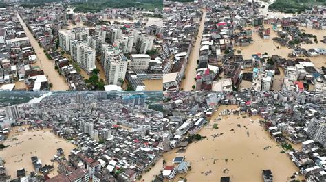 航拍嘉陵江二号洪水过境重庆磁器口 多处房屋浸在水中-天气图集-中国天气网