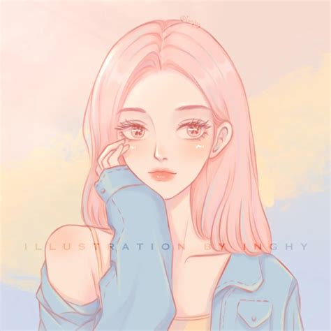 马卡龙甜美女生头像图片
