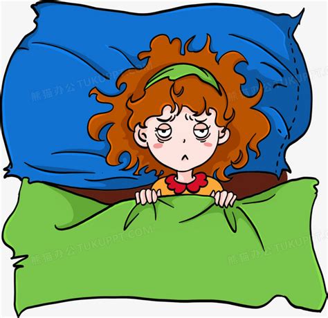 手绘卡通睡不着的女生失眠免抠元素PNG图片素材下载_卡通PNG_熊猫办公