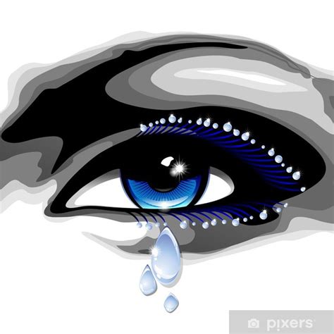 Aufkleber Blue Eye mit Tränen-Occhio Blu con Lacrime-Vector - PIXERS.DE