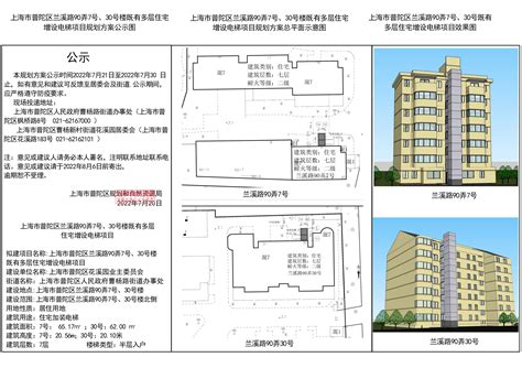 上海市普陀区兰溪路90弄7号、30号楼既有多层住宅增设电梯项目规划方案公示_方案_规划资源局