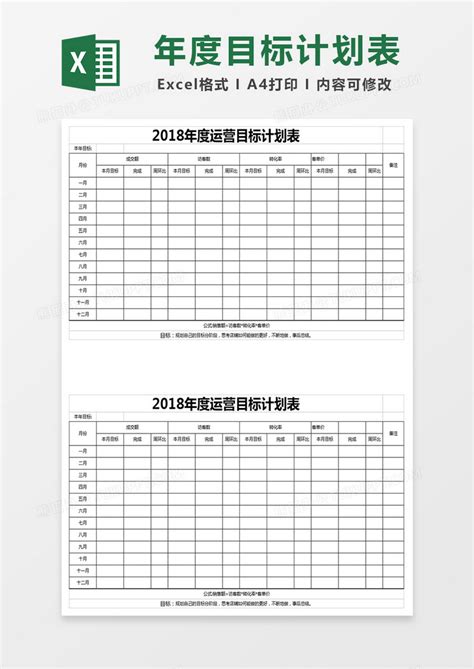 店铺年度运营计划表表格Excel模板下载_熊猫办公