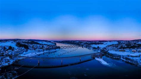 挪威,FET,蓝色,桥梁,日落,河流,雪,冬天,冰,阿克舒斯,水,火车,全景-千叶网