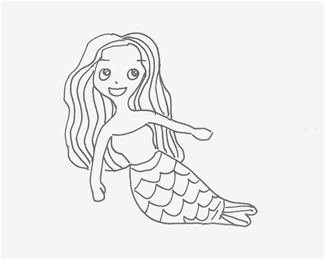 美丽的美人鱼怎么画 简单的美人鱼简笔画画法 美人鱼卡通画绘画教程[ 图片/10P ] - 才艺君