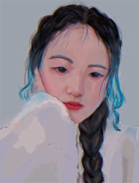 蓝色刘海非主流头像