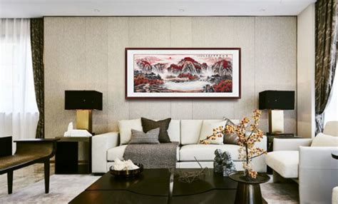 北欧风格沙发背景墙装饰画横幅抽象轻奢挂画现代简约墙画客厅挂画-美间设计