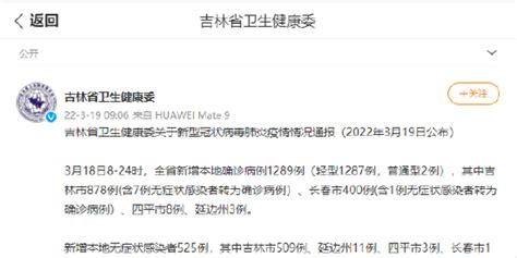 3月18日8-24时 吉林新增本地确诊病例1289例_手机新浪网