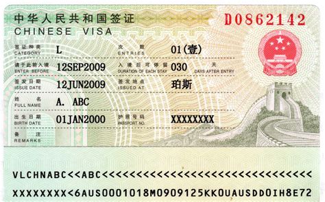 中国签证式样