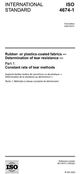 ISO 4674-1:2003 - Rubber- or plastics-coated fabrics -- Determination ...