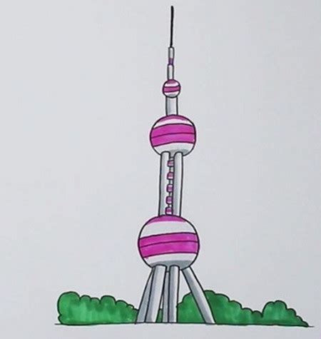 上海东方明珠塔简笔画怎么画 - 有点网 - 好手艺
