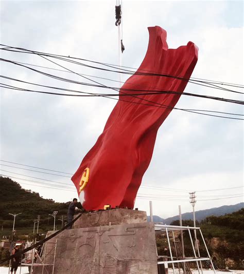 红色彩带不锈钢标识雕塑_厂家图片价格-玉海雕塑