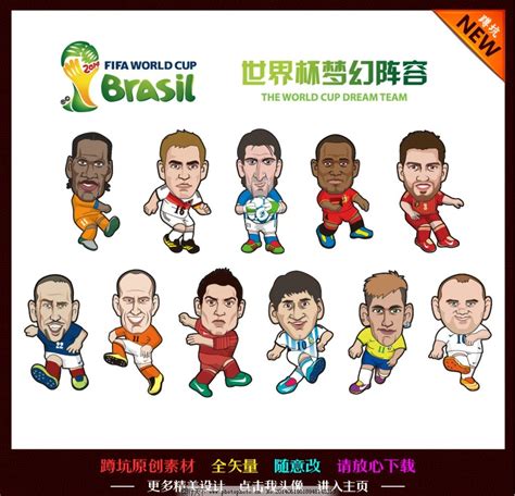 一张八个足球明星的动漫图分别是谁-