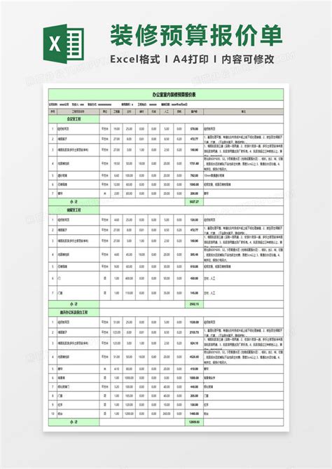 工程报价清单报价单表格Excel模板下载_熊猫办公