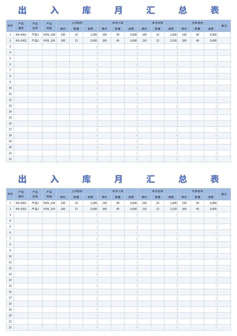出入库月汇总表excel模板_完美办公