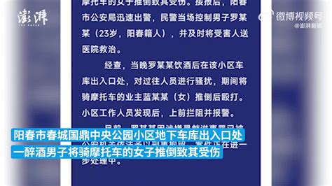 23岁醉酒男子小区地库殴打女业主，被广东阳春警方刑事拘留_手机新浪网