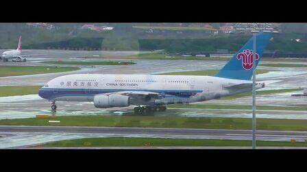 实拍南航空客A350客机降落，四川航空空客321起飞，很自愈