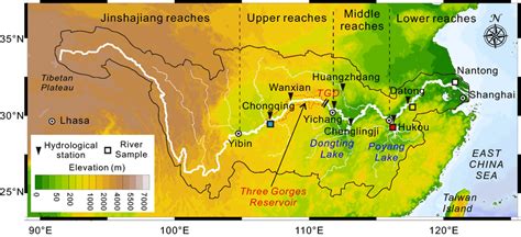 Map of the Changjiang (Yangtze) River: TGD, Three Gorges Dam; TGP ...