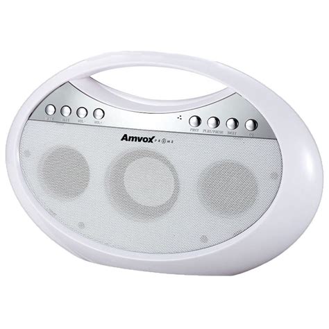 Rádio Portátil Bluetooth Usb Fm Branco Bivolt Pequeno Original Amvox ...