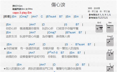 伤心泪吉他谱 - 孙淑媚 - G调吉他弹唱谱 - 和弦谱 - 琴谱网
