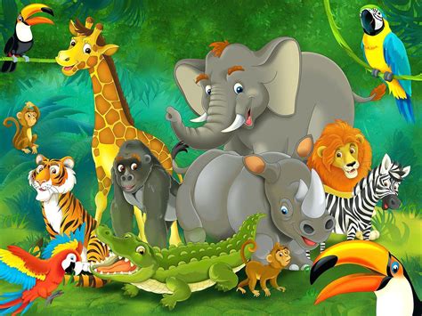 Collection of cute wild animals in cartoon style vector - Download Free ...
