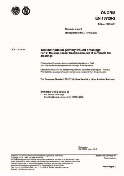 ONORM EN 13726-2:2002 - Test methods for primary wound dressings - Part ...