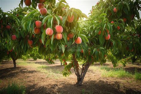桃园桃树上的桃子高清图片下载-正版图片600149362-摄图网