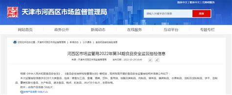 天津市河西区市场监督管理局发布2022年第34期食品安全监督抽检信息-中国质量新闻网
