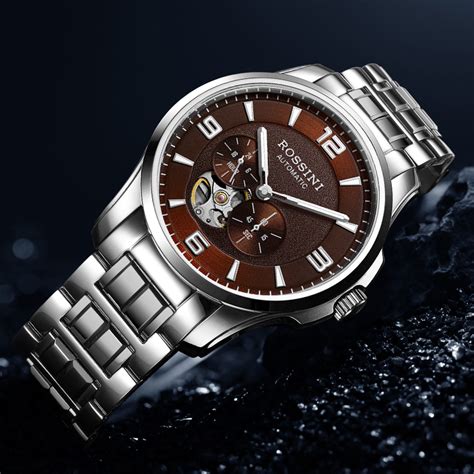 罗西尼(ROSSINI)手表启迪系列钨钢表带商务男士机械腕表6443W05B_罗西尼