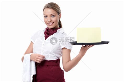 一个年轻女服务员带着白高清图片下载-正版图片503172159-摄图网