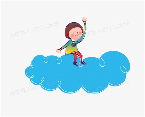 坐在云上的卡通女孩图片免费下载_PNG素材_编号vn2ign22p_图精灵
