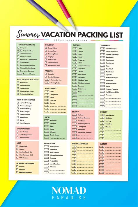 Vacation List Template