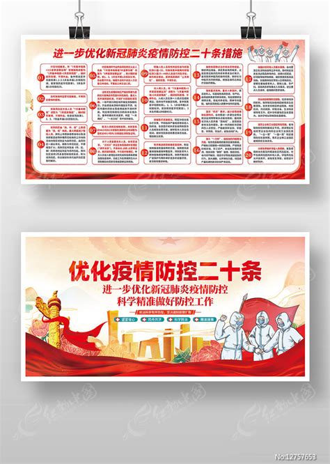 优化疫情防控二十条措施展板图片下载_红动中国