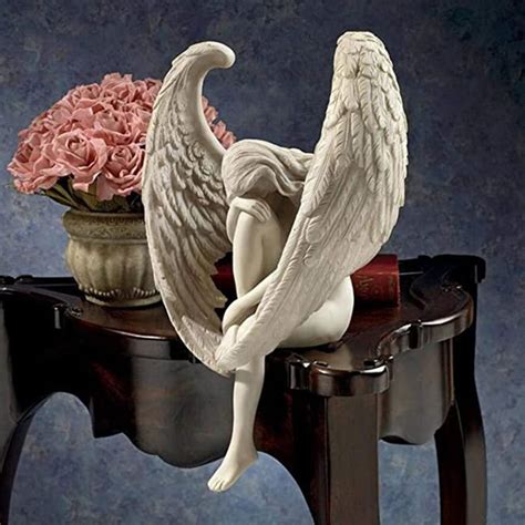 跨境楼梯天使树脂工艺摆件花园雕像抱腿天使家居墙壁装饰天使翅膀-阿里巴巴