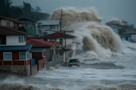海啸的破坏力高清图片下载-正版图片600152904-摄图网
