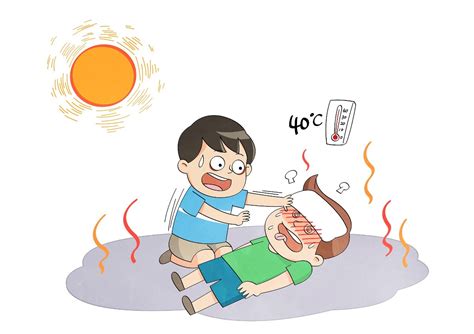 卡通手绘中暑的小男孩图片免费下载_PNG素材_编号18mipq5g5_图精灵