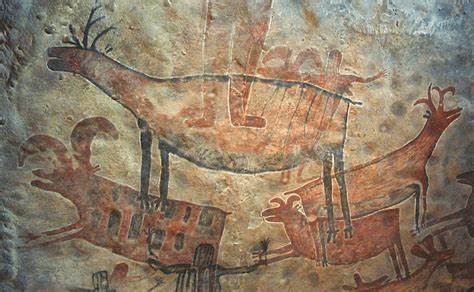 Prehistoric cave paintings, Cueva del Raton, Sierra de San Francisco ...