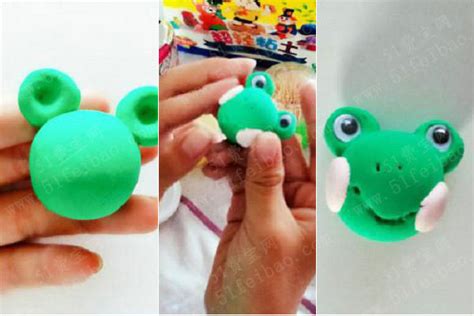 DIY有趣粘土摆件，荷叶上纳凉的小青蛙母子 - 手工小制作 - 51费宝网