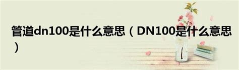 管道dn100是什么意思（DN100是什么意思）_生物科学网