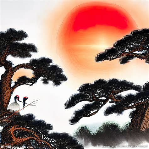 中国风水墨松树素材图片免费下载-千库网
