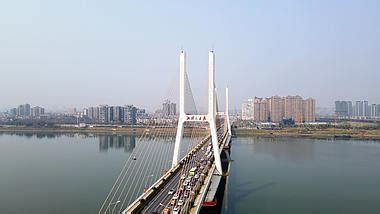 航拍湖南湘潭大桥交通视频mp44K视频素材