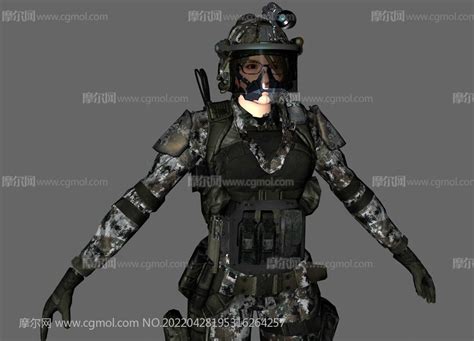 解放军女战士,女特警,女兵C4D模型_现实角色模型下载-摩尔网CGMOL