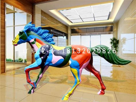 玻璃钢彩绘马玻璃钢动物雕塑