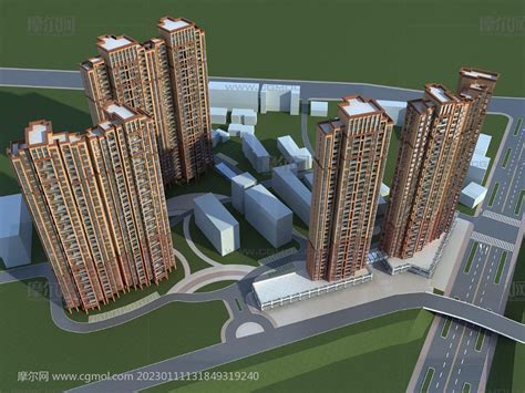 欧式商品房,高层住宅小区3D模型_中式建筑模型下载-摩尔网CGMOL
