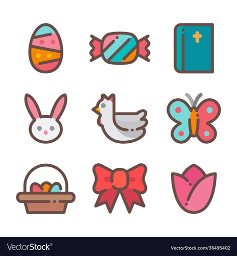 Happy easter icon set Royalty Free Vector Image