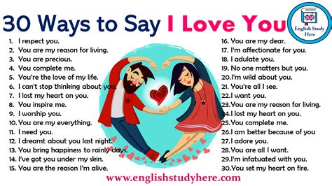 30 Different Ways to Say I LOVE YOU in English - English Study Here