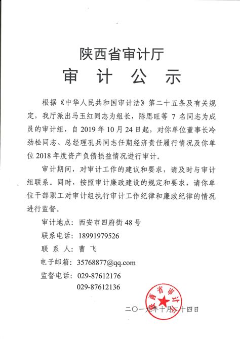 陕西省审计厅审计公示 - 陕西金融资产管理股份有限公司