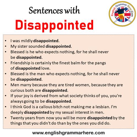 Sentences with Disappointed, Disappointed in a Sentence in English ...