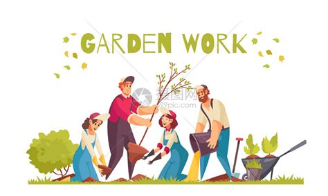 园丁的工作与树木蔬菜种植平矢量插图插画图片下载-正版图片300892765-摄图网