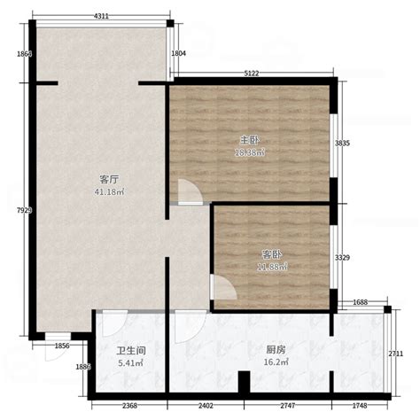 北京市朝阳区 天通苑北一区2室1厅1卫 68m²-v2户型图 - 小区户型图 -躺平设计家
